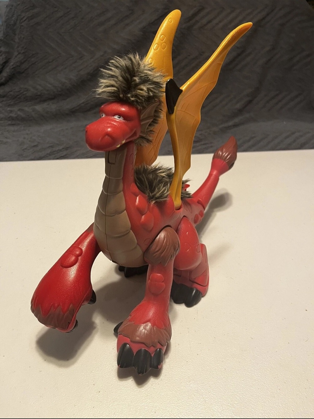 Fisher Price 2008 Imaginext Large Red Fuzzy Dragon w/ working Movement & Sounds